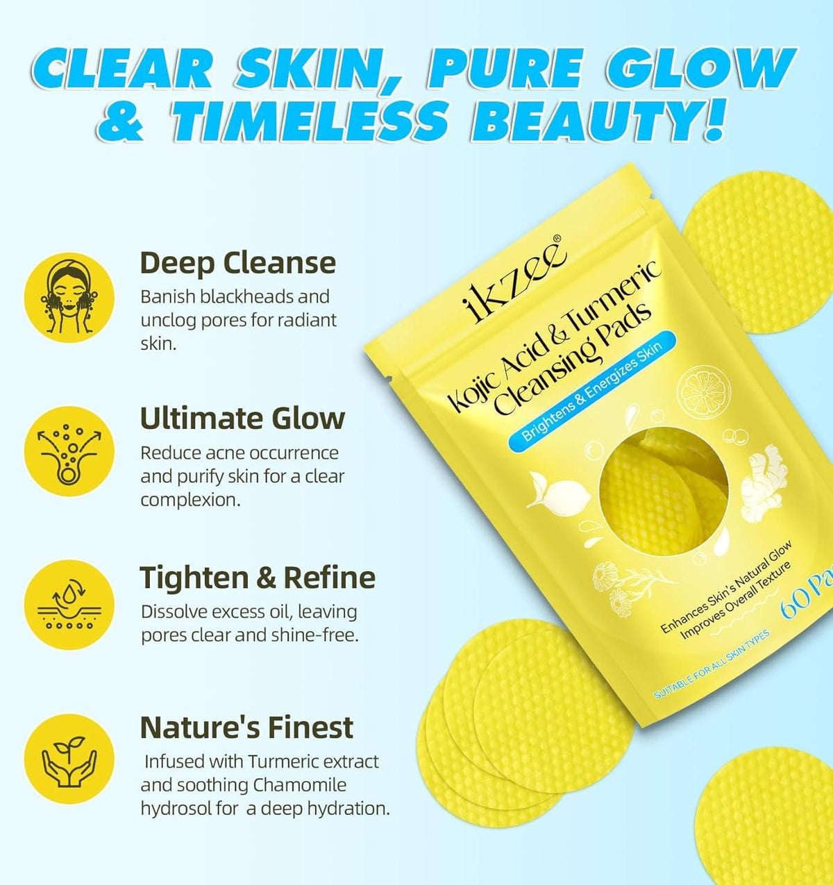 KojicFresh™ - Turmeric Kojic Acid Cleansing Pads |🔥PACK OF 60 PADS🔥