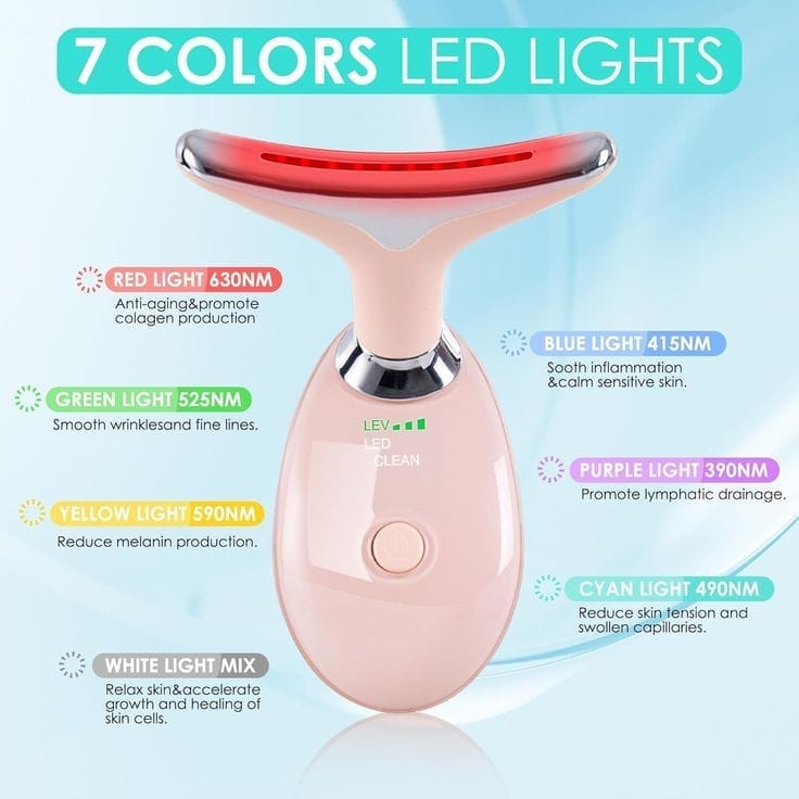 Facial Massager, Anti-Wrinkle Face and Neck Vibrating Aesthetic Treatment with LED Light